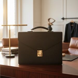 Louis Vuitton Epi Porte Documents Black Leather Briefcase